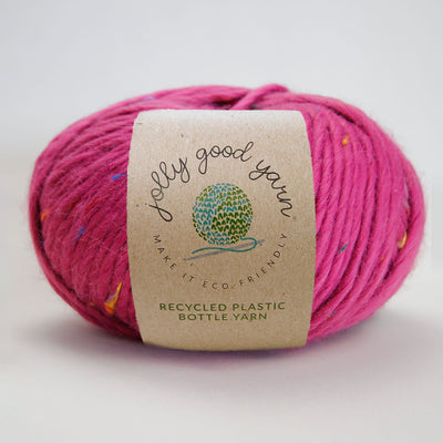 Light sage coloured yarn made of recycled plastic bottles 