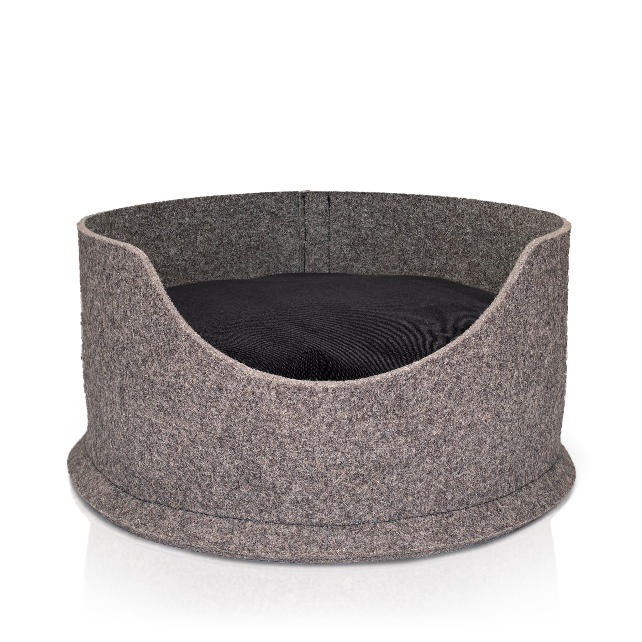 PetSnug Cat and Dog bed from Chimney Sheep. Handmade with a black cushion 