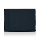 Black luxury dog bed made of organic fabric filled with sheep wool felt on a white background