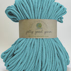 5mm thick turquoise braided cord with a 'jolly good yarn' label on a light gray background