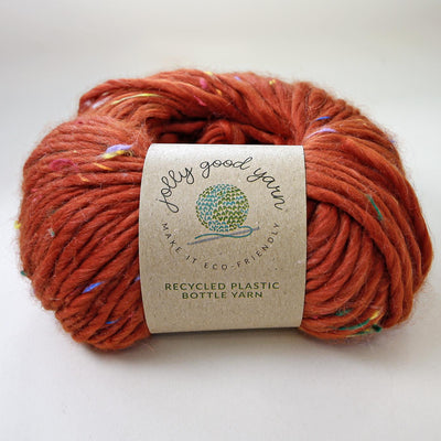 Light sage coloured yarn made of recycled plastic bottles 