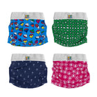 Four colours of hybrid nappy pants