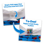 Close up of hybrid nappy pants press-stud to close