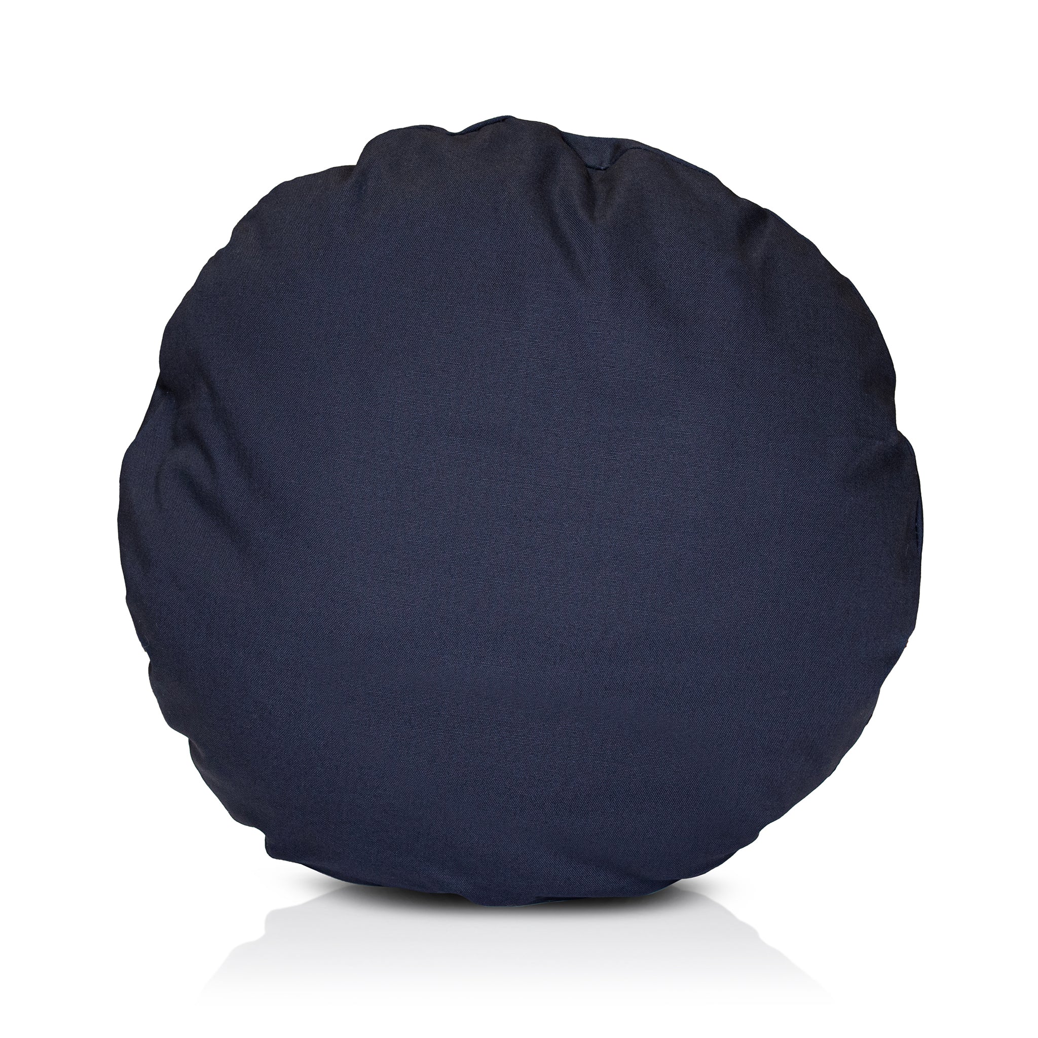 A chimney sheep PetSnug wool filled cushion. The wool cushion sits upon a white background. This is a large blue cushion.