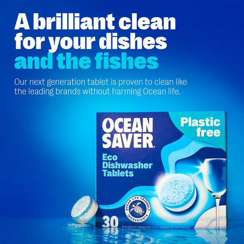 OceanSaver Dishwaster Tablets - plastic free with powerful cleaning.