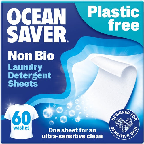 Eco Laundry Sheets 30 wash pack on a blue background. 