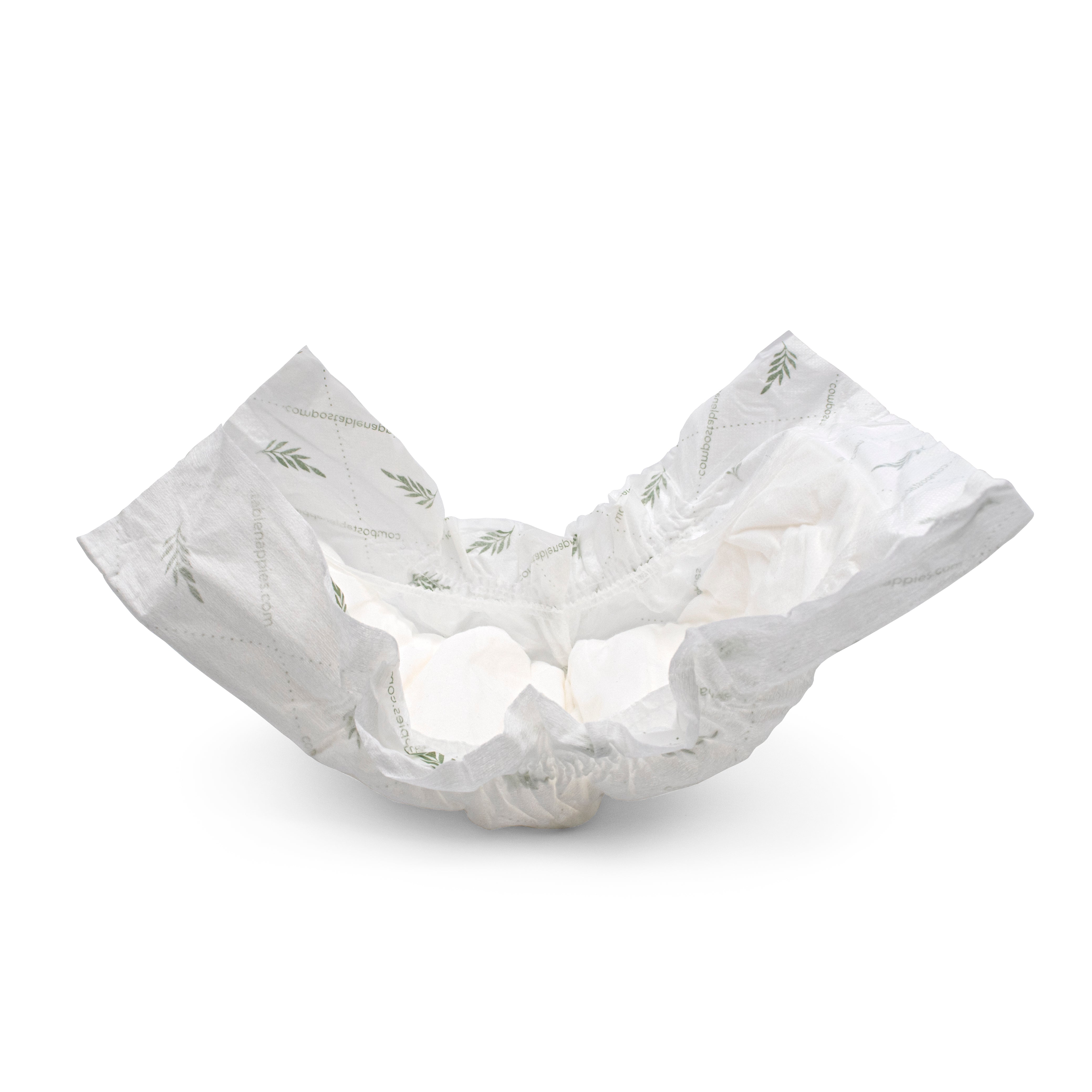 eco-friendly compostable nappy pad open