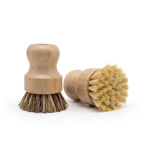 Bamboo and sisal pot scrubbing brushes pack of 2