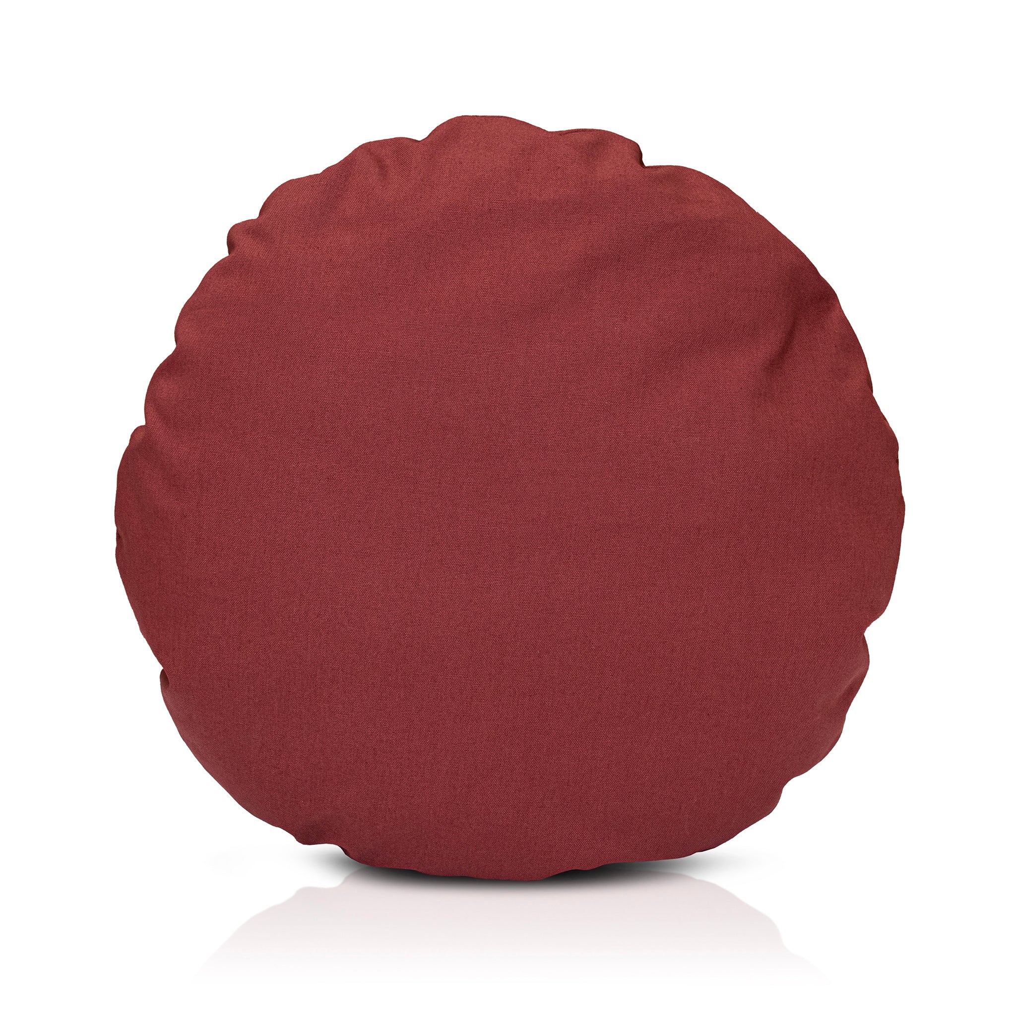 A chimney sheep PetSnug wool filled cushion. The wool cushion sits upon a white background. This is a large red cushion.