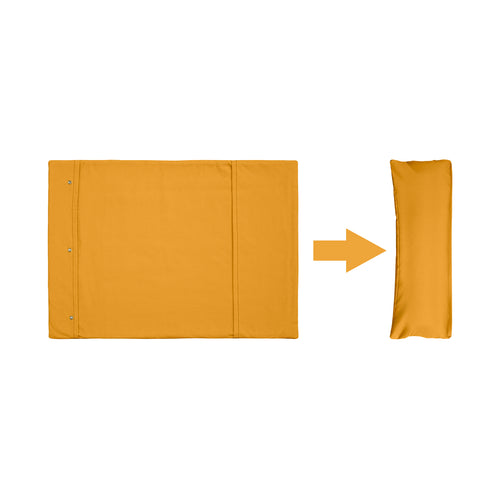 Two collie dogs on roll-up dog bed with a 'Gift of the Year' award badge.