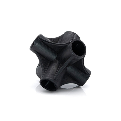 Single natural rubber cane connector close up on a white background. 