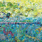 Sally Rich designed colourful and busy card with multitude of pond creatures