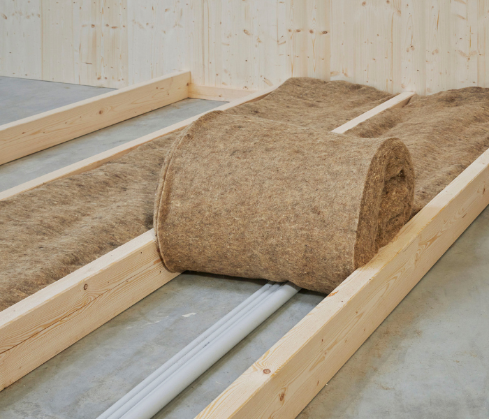 Sheep wool insulation in use