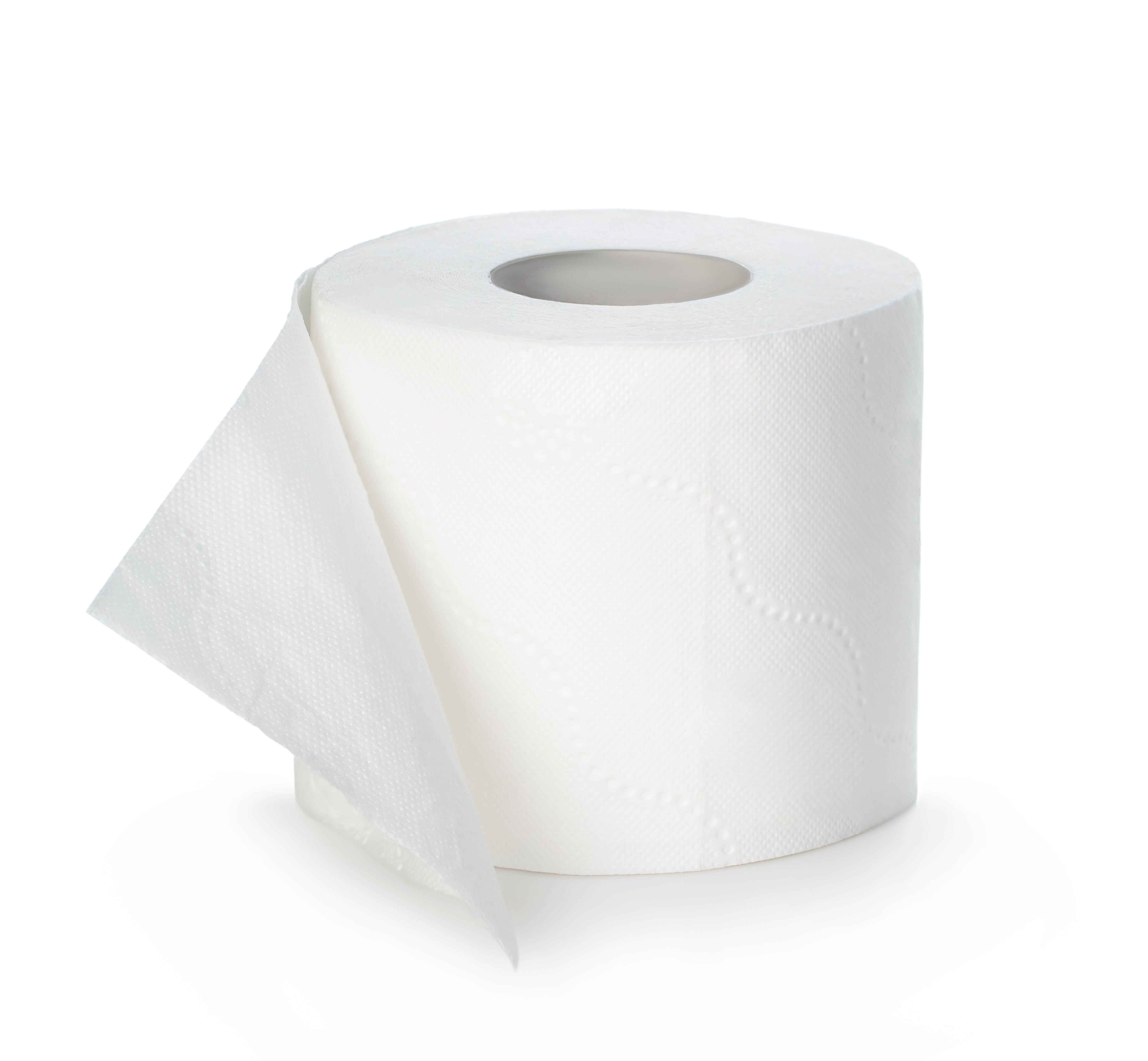 UK recycled toilet paper standing up on a white background 