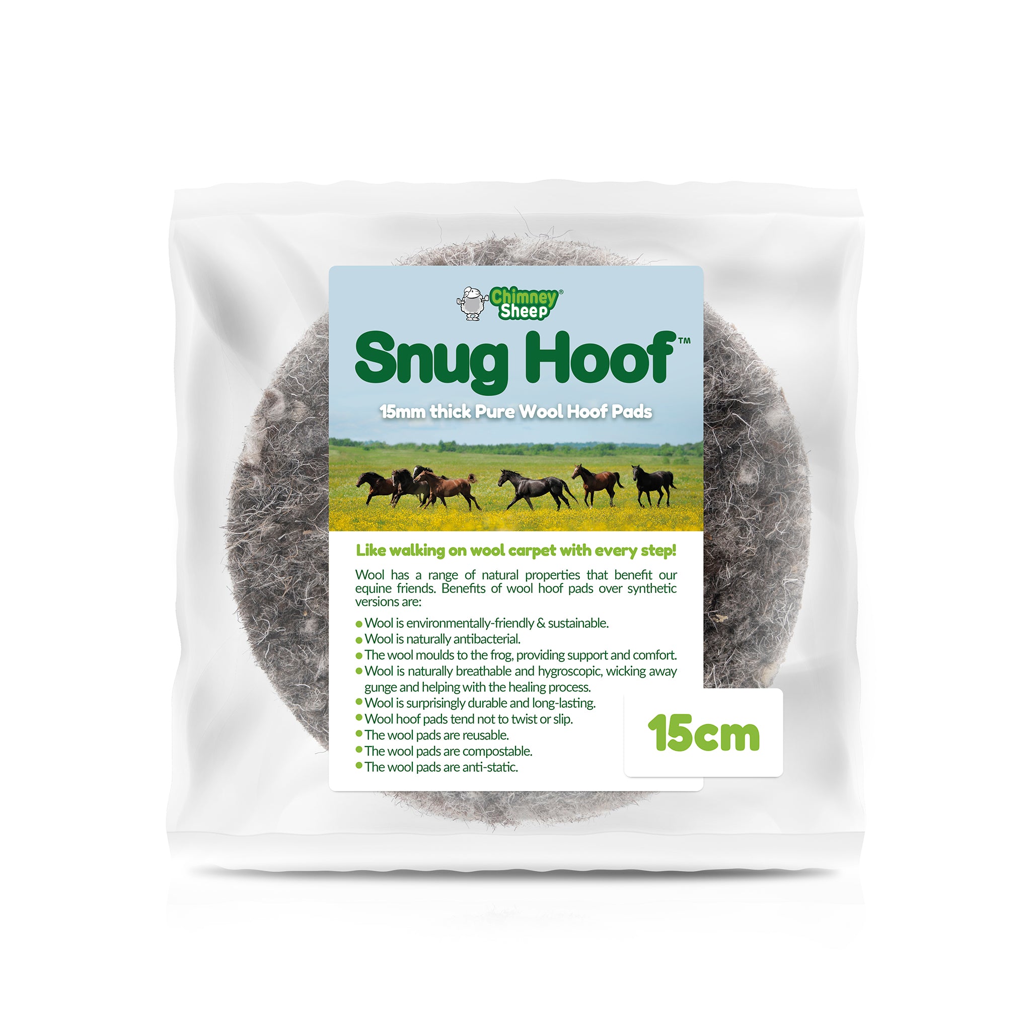 pure wool felted hoof pad in packaging