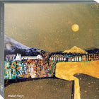 Michael Morgan painting of rural landscape with full moon. Printed on recycled card.
