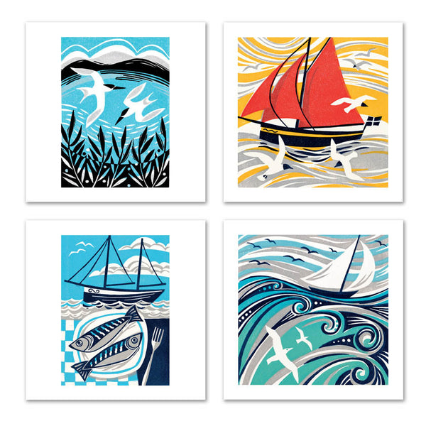 Blank, eco-friendly occasion cards with boats