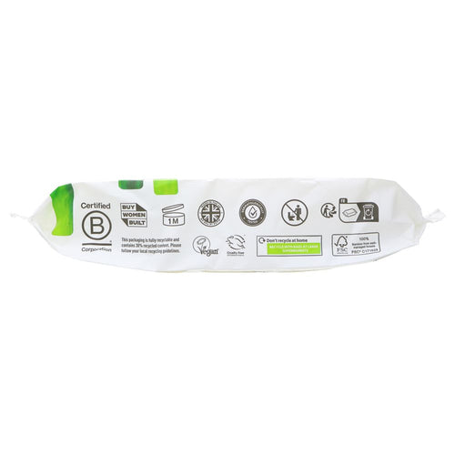 Pack of Cheeky Panda Baby Wipes with baby illustration on the front with green bamboo image behind.