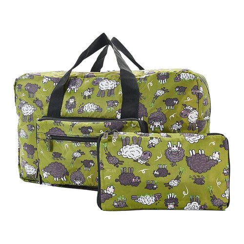 Foldable green holdall made with recycled plastic