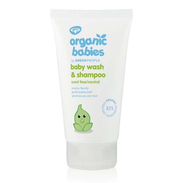 Organic Babies by Green People - Baby Wash and Shampoo tube on a white background 