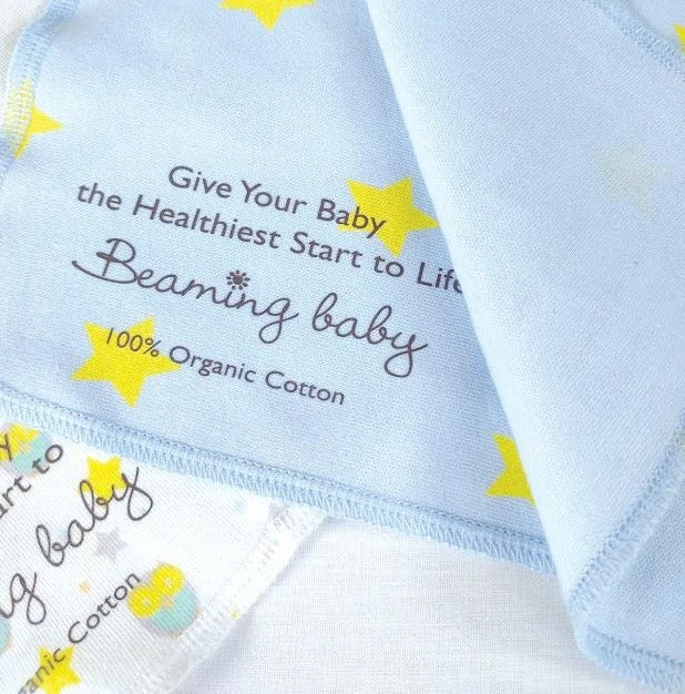 Close up of organic cotton baby wipes showing 100% organic material