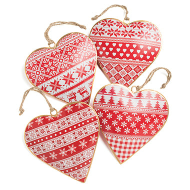 nordic heart fairisle christmas hanging decoration