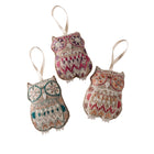 Namaste fairtrade embroidered owl hanging decorations.