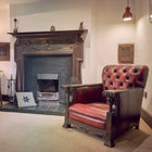 Open fireplace with a Chimney Sheep draught excluder waiting to be inserted.
