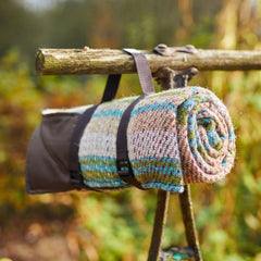 Eco-friendly wool picnic blanket with handle. thumbnail