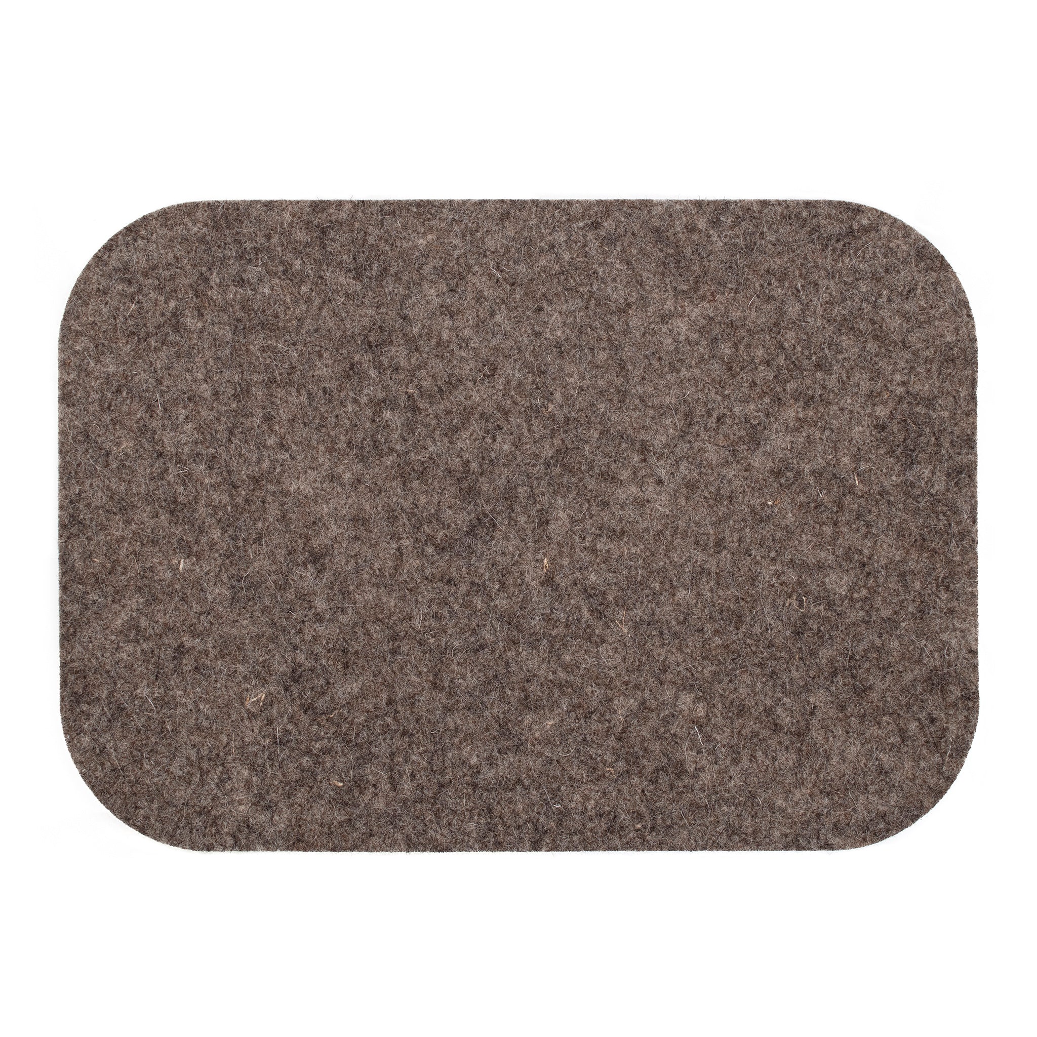 A lakeland collection luxury grey sheep's wool felted placemat, placed on a white background