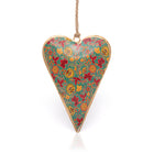 Namaste green floral hanging heart decoration  with orange and red flowers.