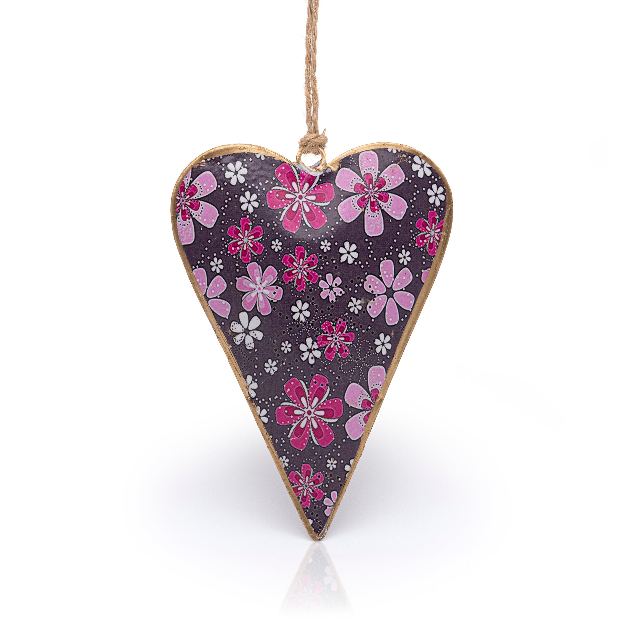 purple floral hanging heart decoration