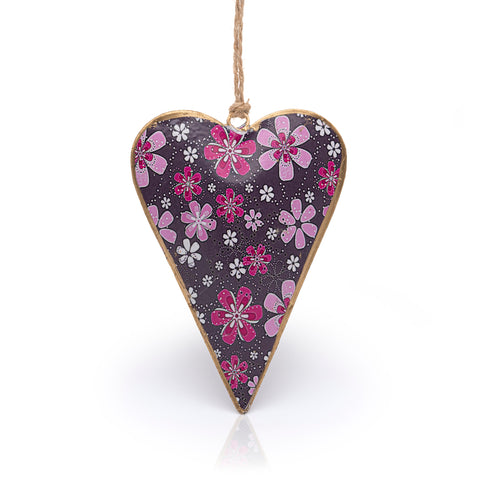 namaste lilac hanging floral heart decoration